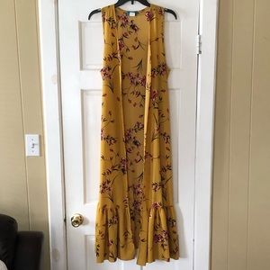 Gold floral print duster